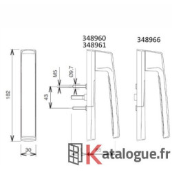 Poignée interieur vantail de droite pour coulissant.