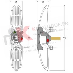Poignée k manoeuvre intérieur Kawneer