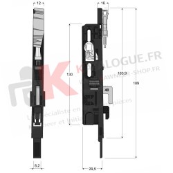 Fermeture  1 point coulissant Speci'al k Kawneer