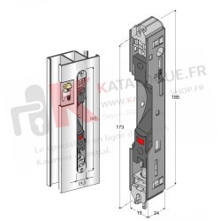 Bloc serrure coulissant Kawneer