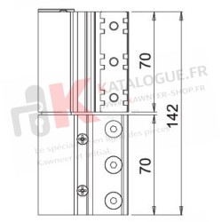 Paumelle à clamer 2 branches Kawneer