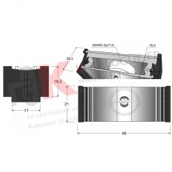 Roulette plastique  simple fixe 40/50kg Kawneer