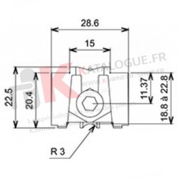 Roulette à galet inox simple réglable pour baie Kawneer 40Kg