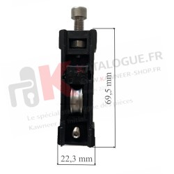 Roulette à galet inox simple réglable pour ancienne gamme baie Kawneer. 40Kg