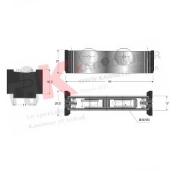 Roulette double fixe inox 80 kg Kawneer