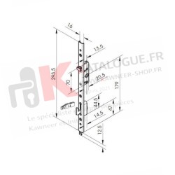Cremone 1 point avec pene Kawneer