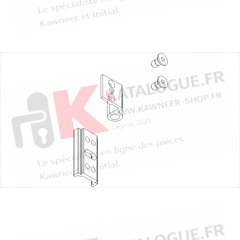 Ensemble paumelle simple volet battant. Kawneer