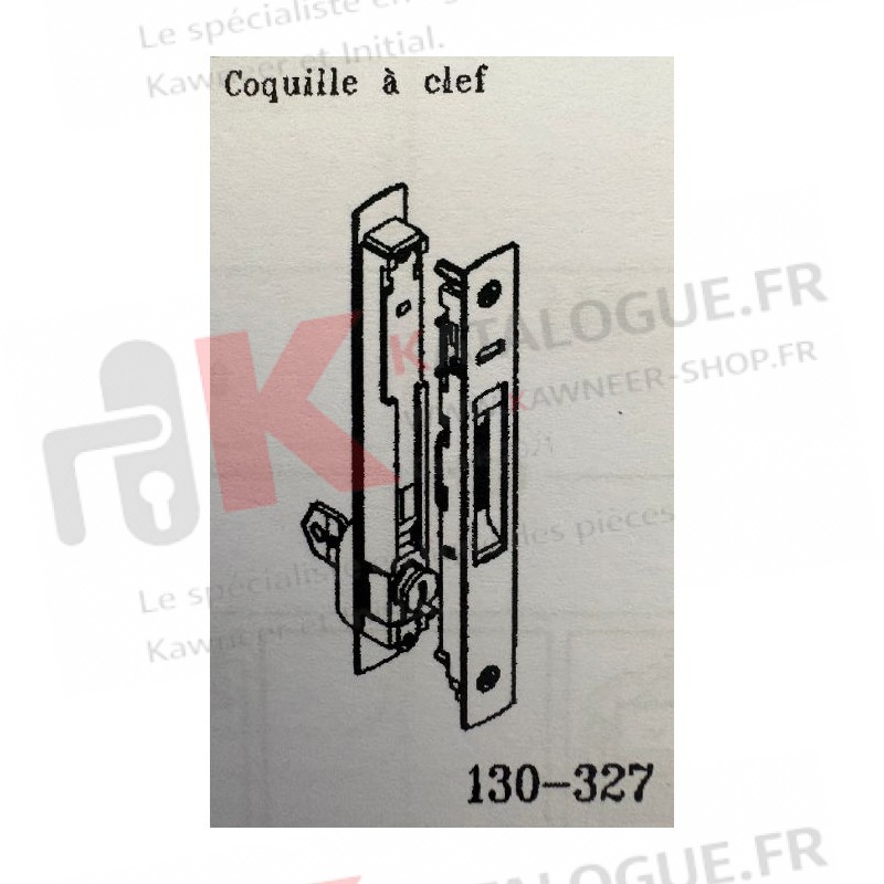 Ancienne double coquille à cléf forme rectangulaire. Kawneer