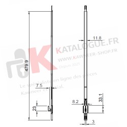 Prolongateur bas avec crochet Kawneer