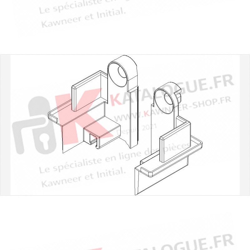 Bouchon exterieur 2 vantaux + porte brosse D/G kawneer speci'alk