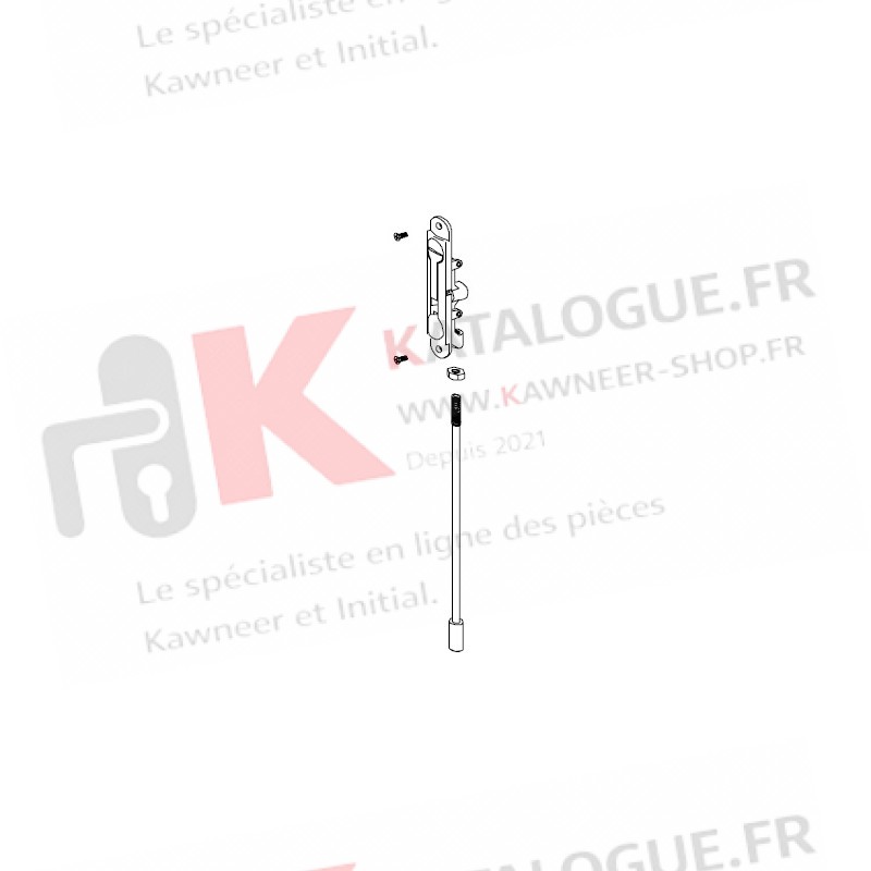 Verrou à bascule plat haut & bas de semi-fixe KAWNEER K190