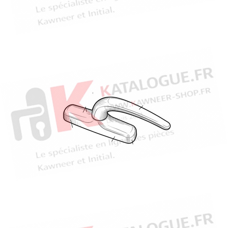Crémone NEFER MIDI à une Fourche. forme entraineur carré. Kawneer
