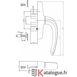 Crémone NEFER MIDI à deux fourches . forme entraineur carré.