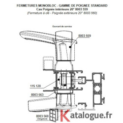 Poignée k 20° montant gauche vue interieur